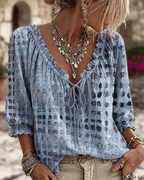 Bevelyn - Blusa de lunares con cordones y tacto suave