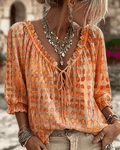 Bevelyn - Blusa de lunares con cordones y tacto suave