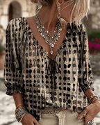 Bevelyn - Blusa de lunares con cordones y tacto suave