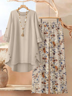 Rosette - Conjunto de túnica de capas ligera y pantalón de pernera ancha
