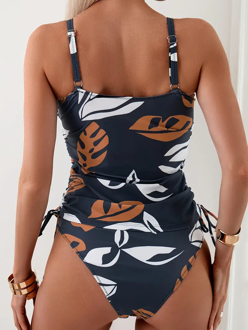 Tankini Belinda - Bikini con estampado tropical de hojas