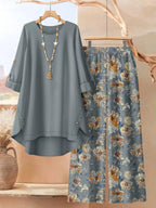 Rosette - Conjunto de túnica de capas ligera y pantalón de pernera ancha