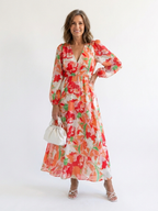 Olivia | Vestido largo de manga larga con estampado floral