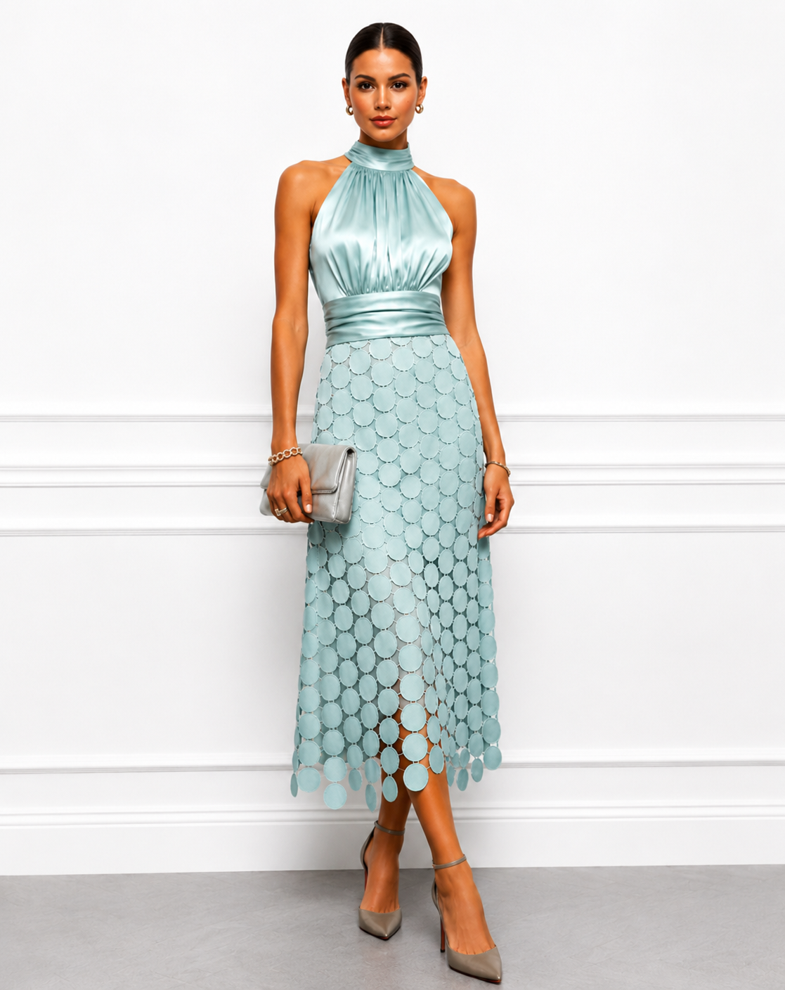 Kateline - Vestido midi halter de lujo