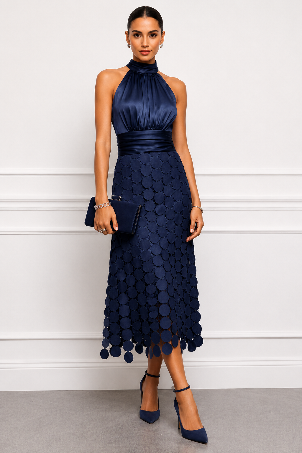 Kateline - Vestido midi halter de lujo