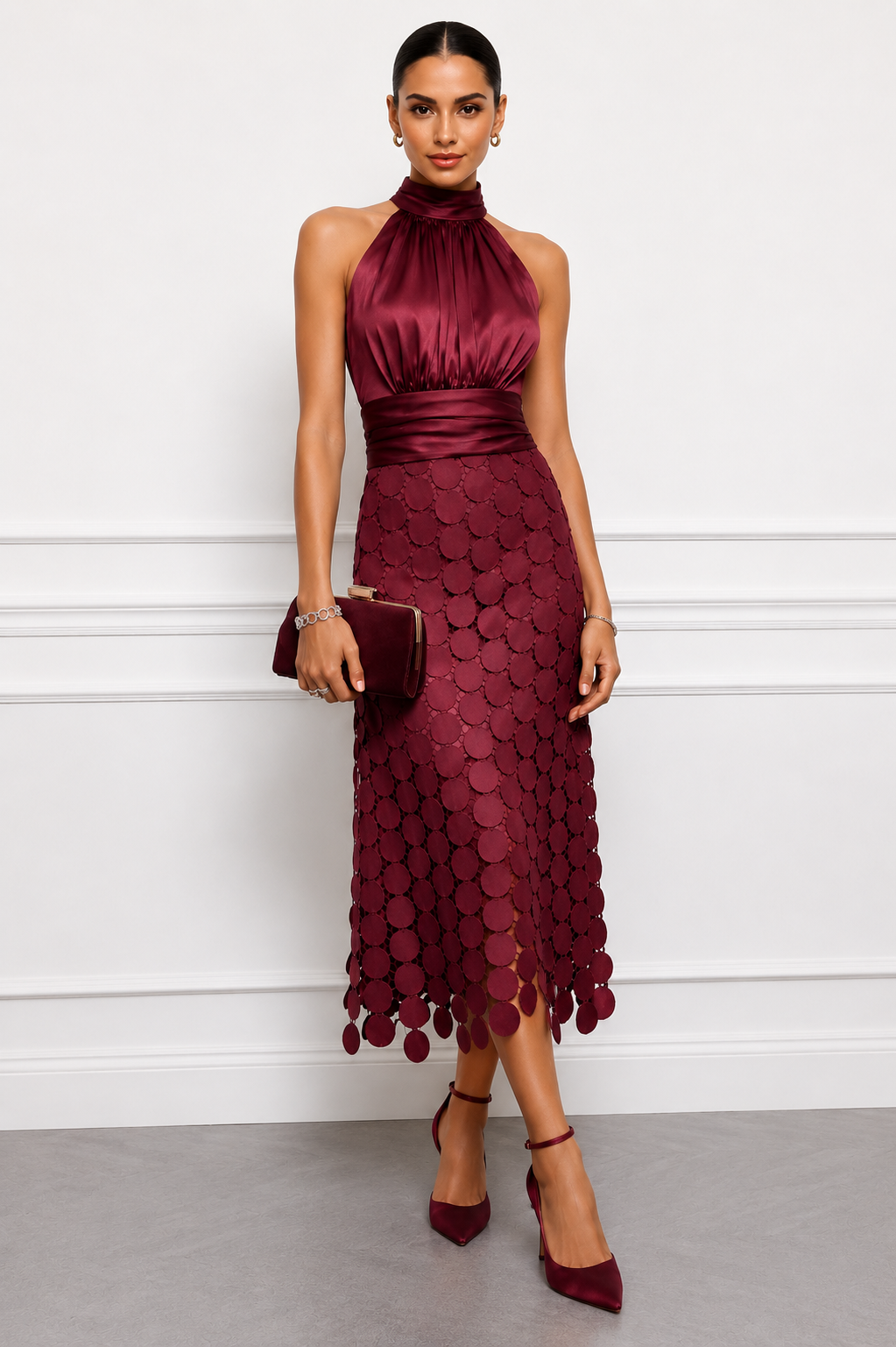 Kateline - Vestido midi halter de lujo
