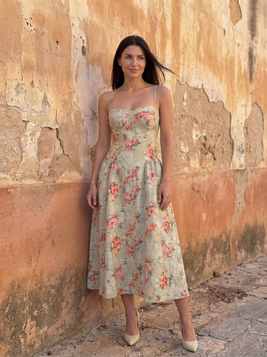 Vestido midi tipo corsé Odette