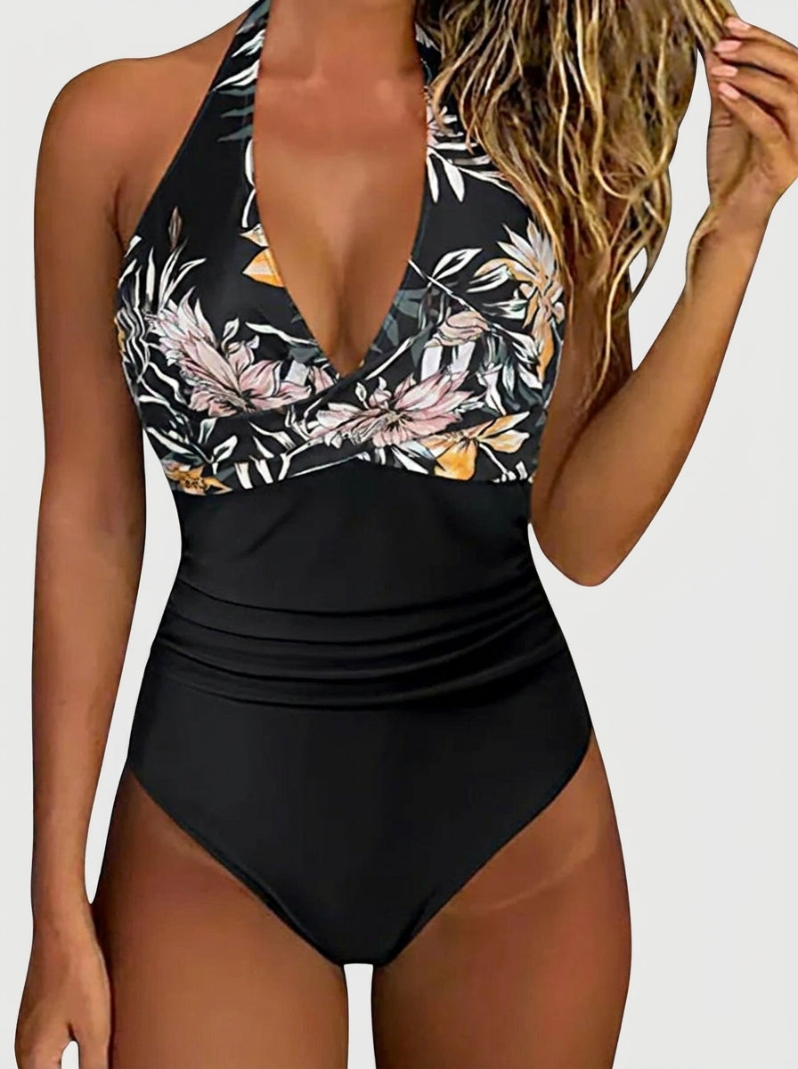 Florelvis - Bañador Elegante para Mujer con Escote en V