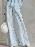 Novelya | Conjunto elegante con top sin mangas y pantalones anchos a rayas