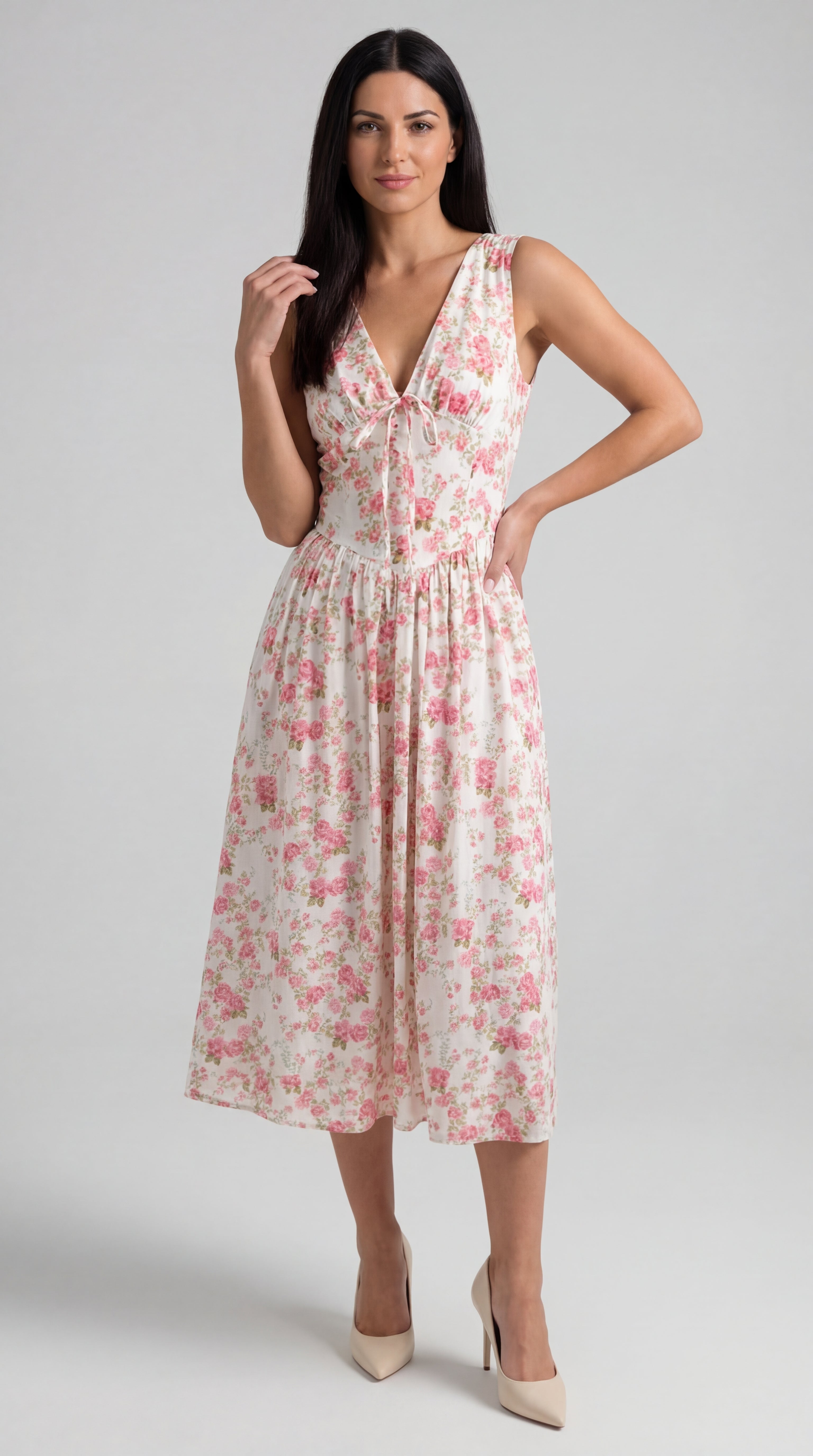 Vestido midi con escote en V Cassiopeia