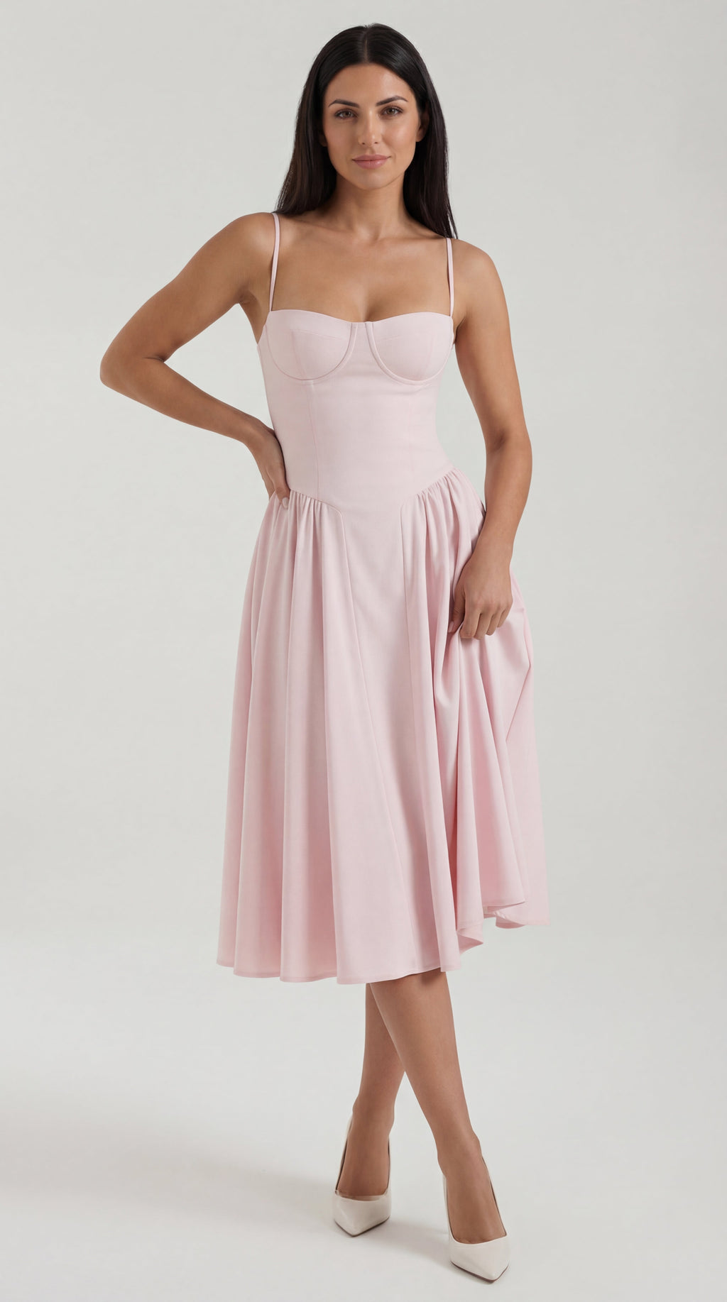 Vestido midi con corsé Odette