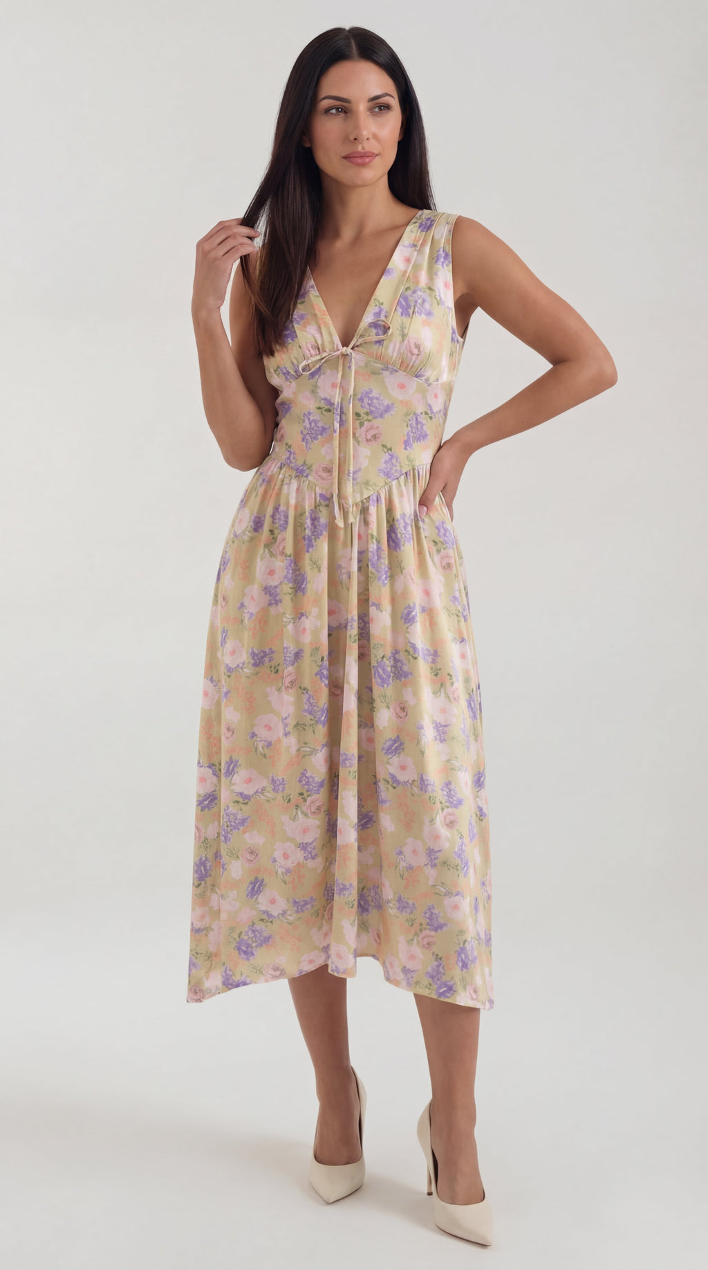 Vestido midi con escote en V Cassiopeia