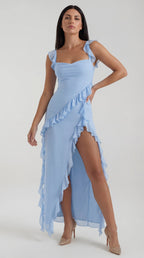 Vestido largo de Susan con volantes