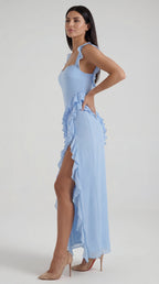 Vestido largo de Susan con volantes