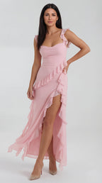 Vestido largo de Susan con volantes