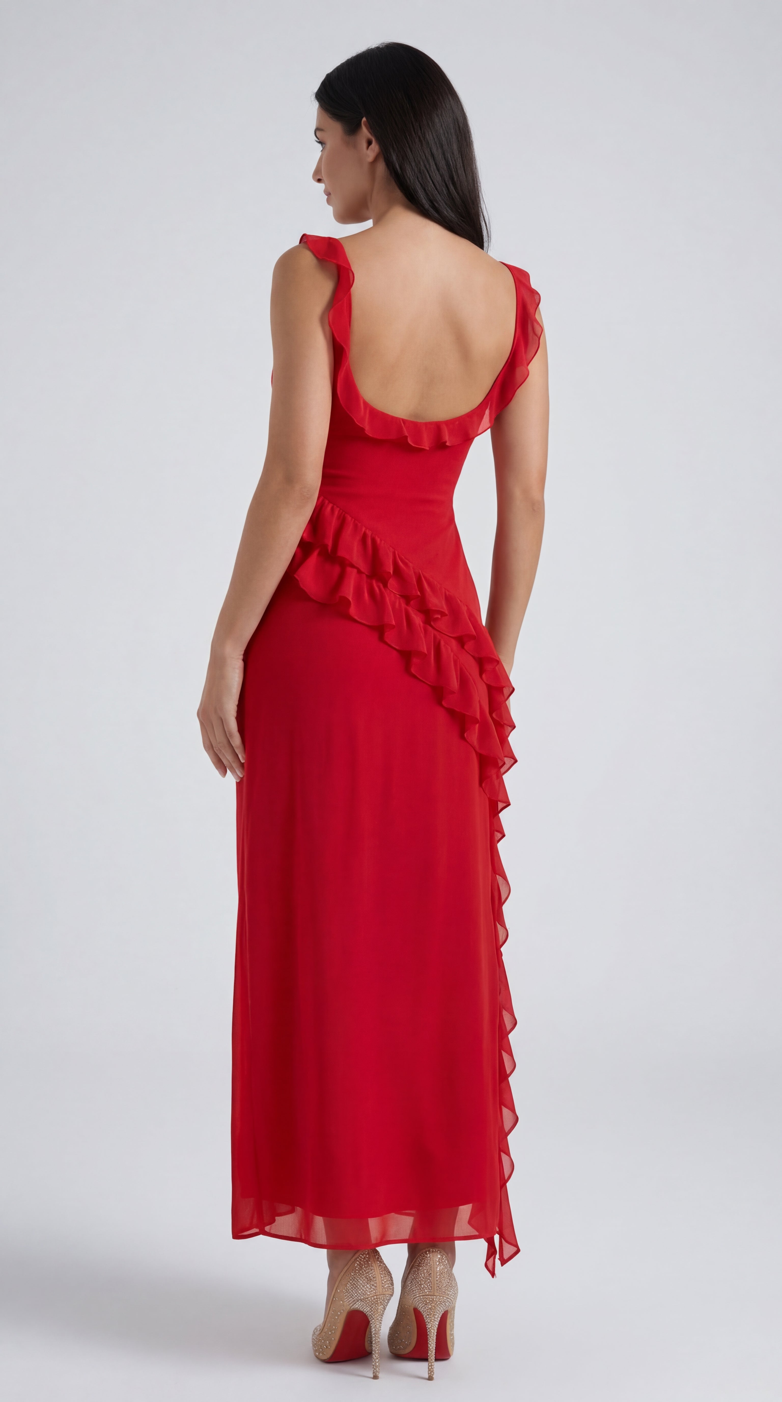 Vestido largo de Susan con volantes