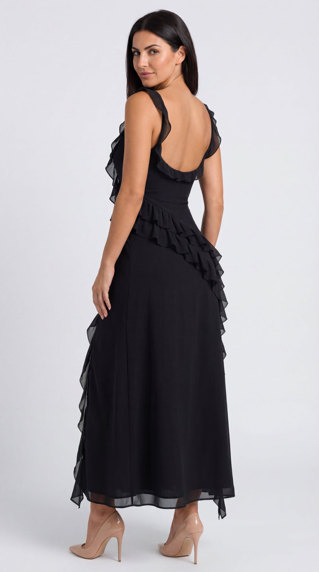 Vestido largo de Susan con volantes