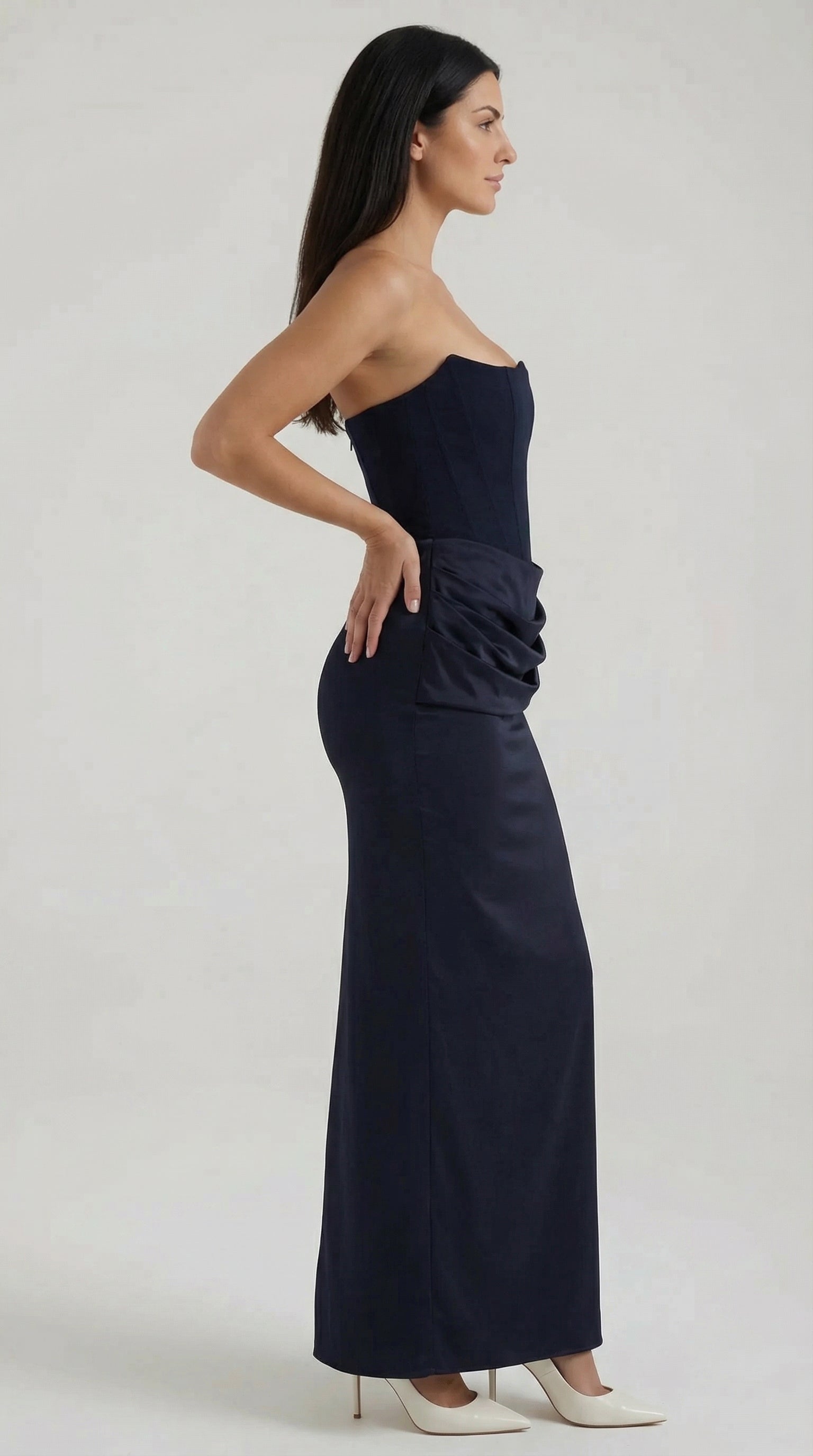 Vestido largo tipo corsé Fiorella