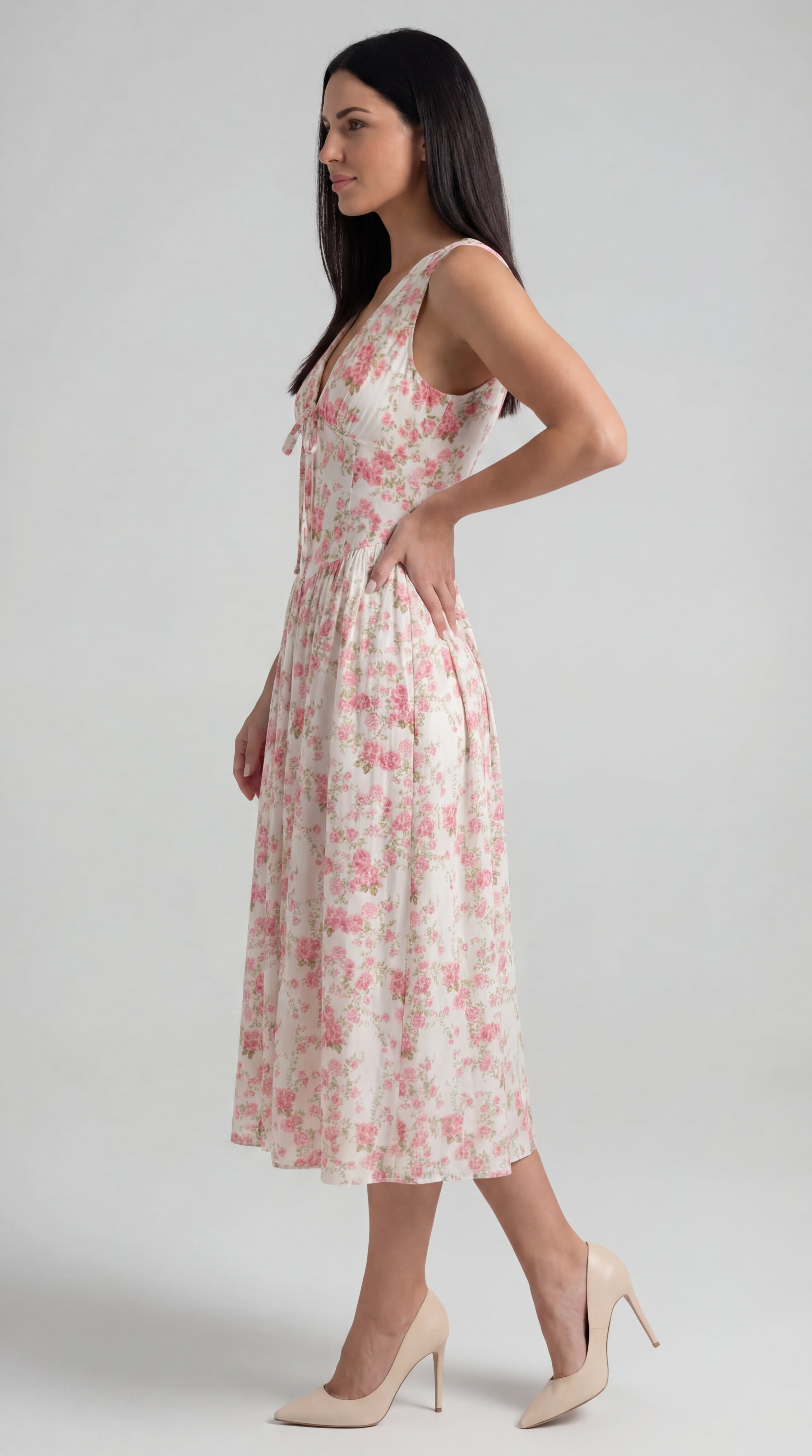 Vestido midi con escote en V Cassiopeia