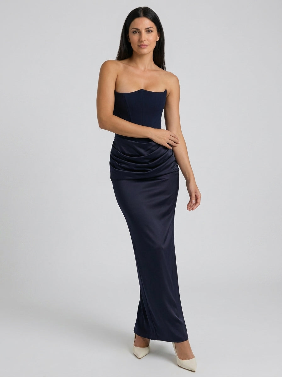 Vestido largo tipo corsé Fiorella