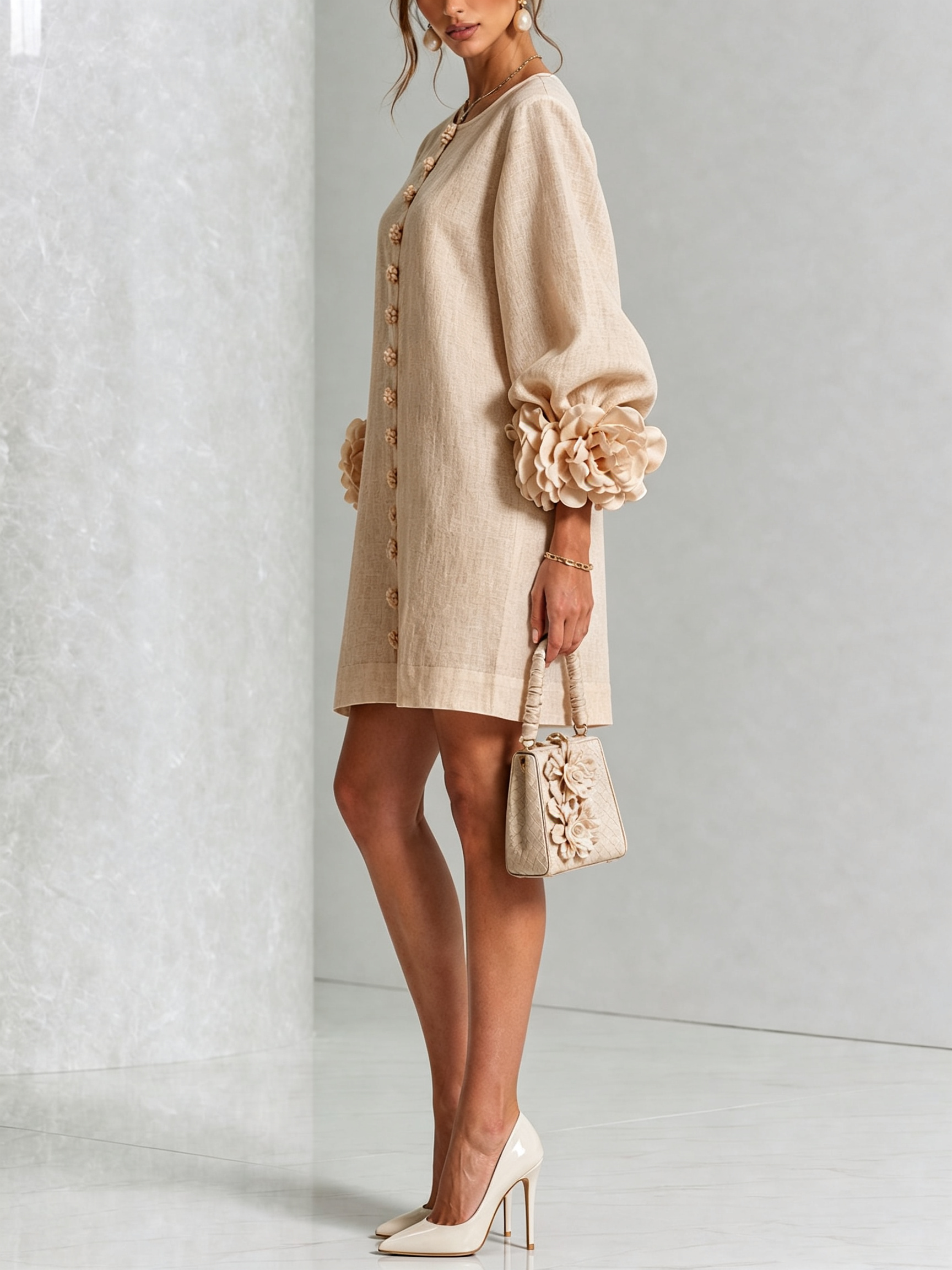 Flor | Minivestido con estampado floral y cierre de botones