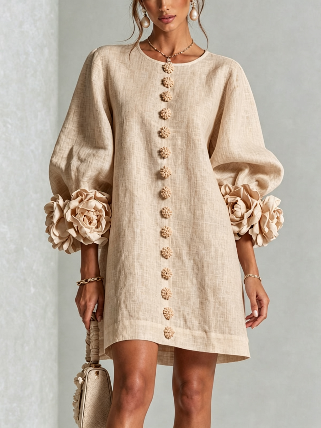 Flor | Minivestido con estampado floral y cierre de botones