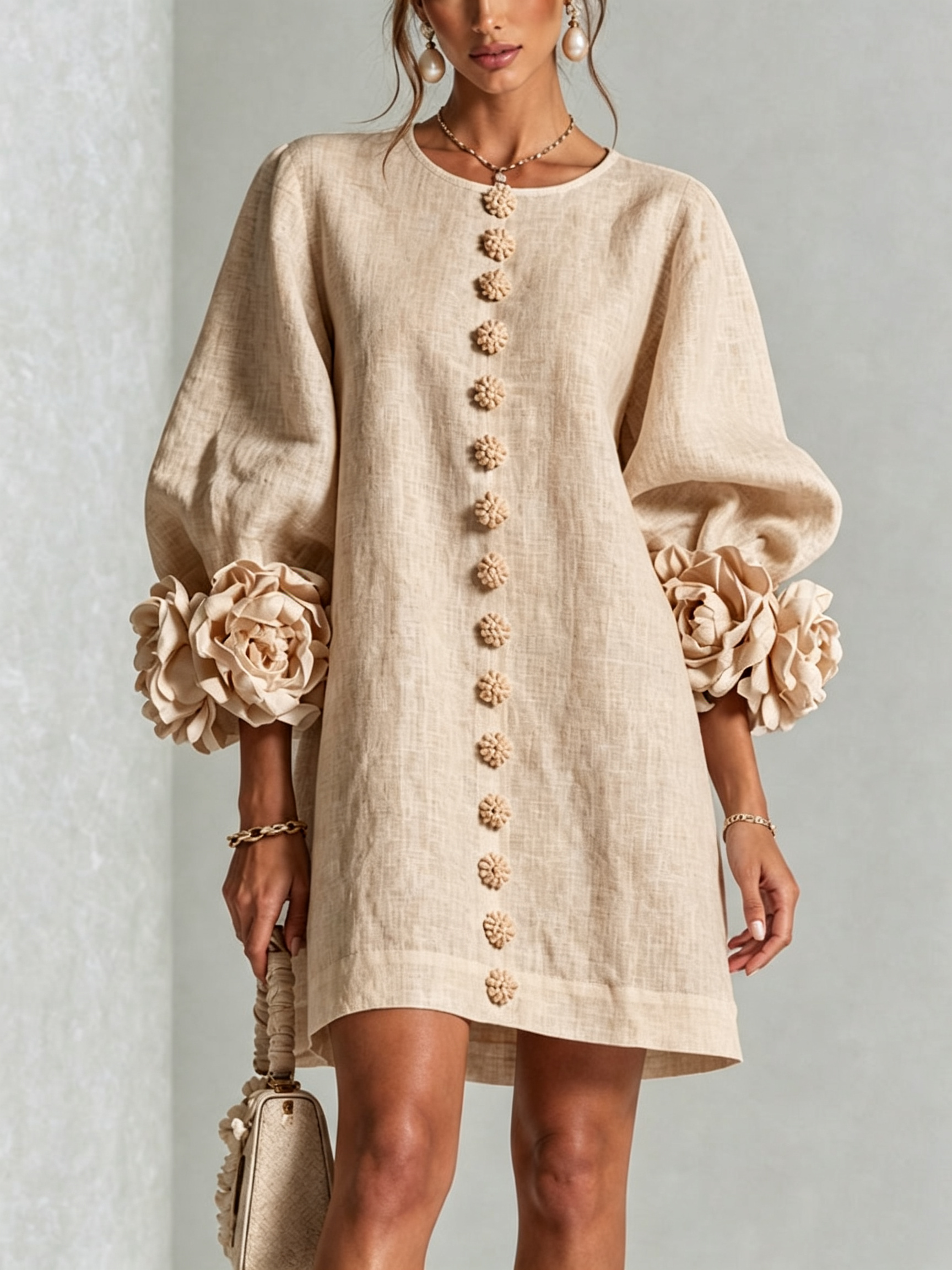 Flor | Minivestido con estampado floral y cierre de botones