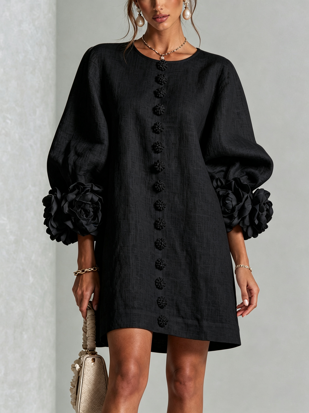 Elovienne - Minivestido de lino texturizado