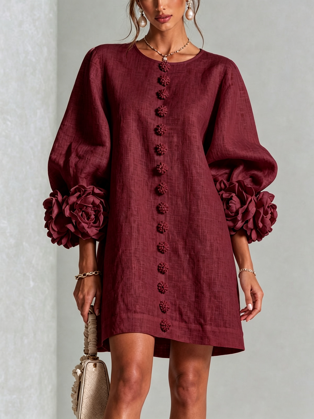 Flor | Minivestido con estampado floral y cierre de botones