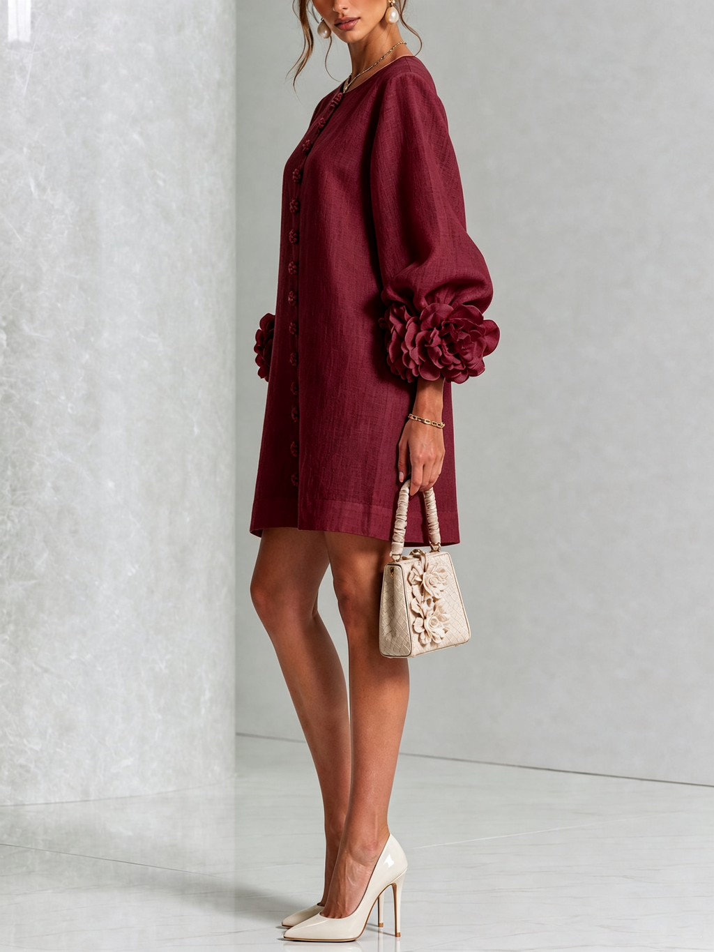 Flor | Minivestido con estampado floral y cierre de botones