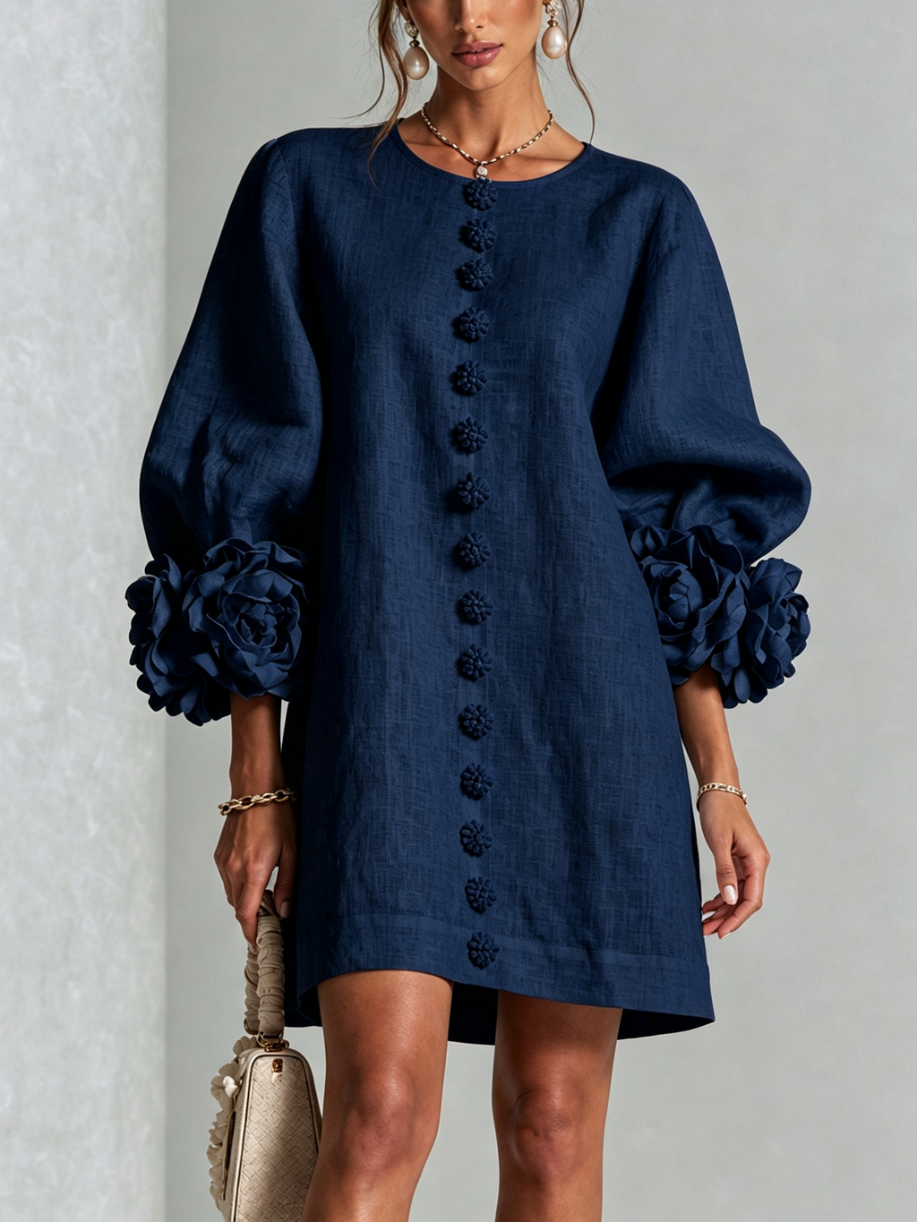Flor | Minivestido con estampado floral y cierre de botones