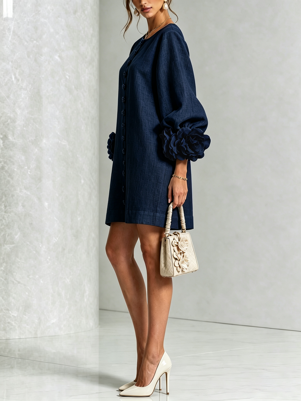 Flor | Minivestido con estampado floral y cierre de botones