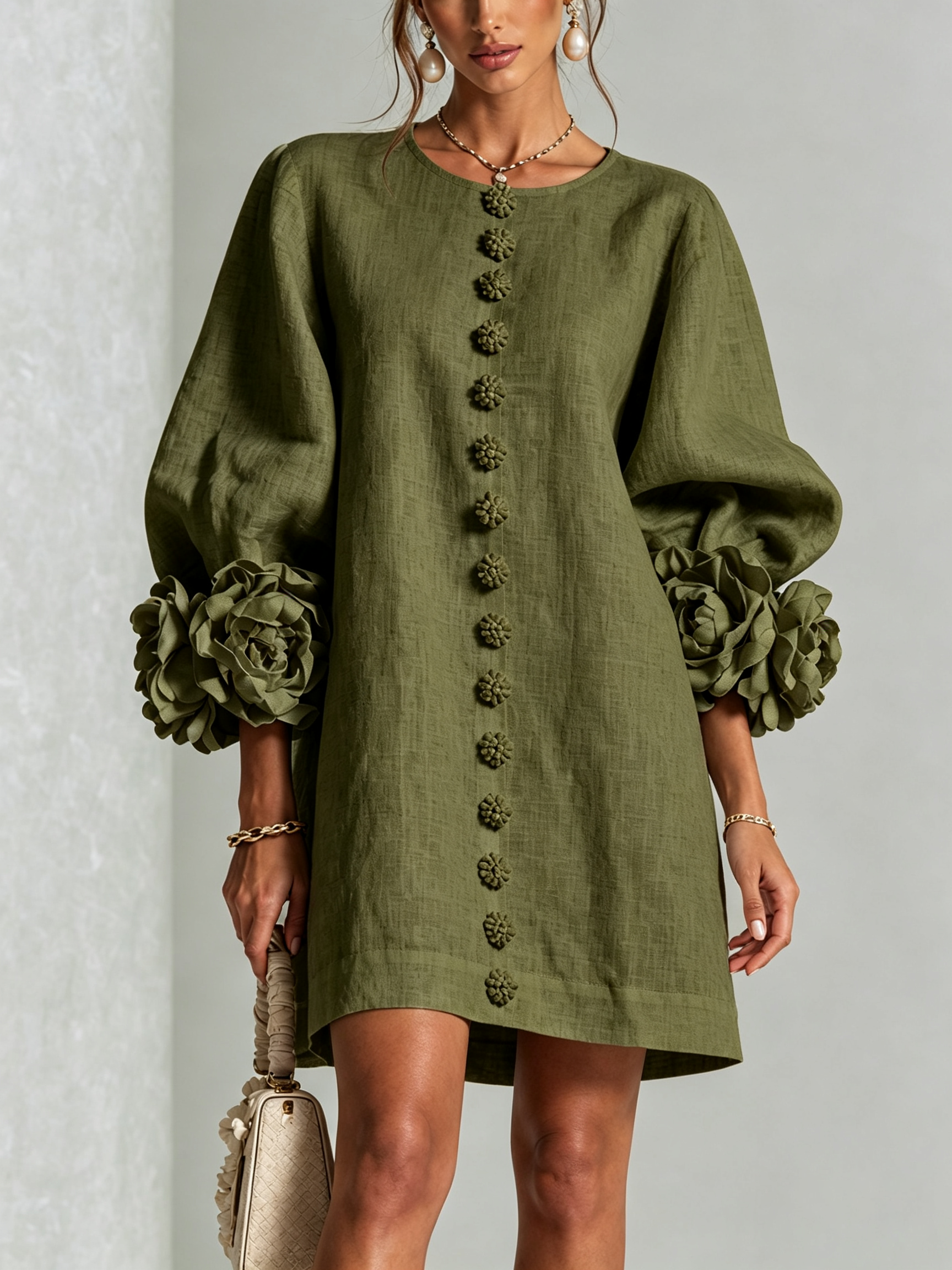 Flor | Minivestido con estampado floral y cierre de botones