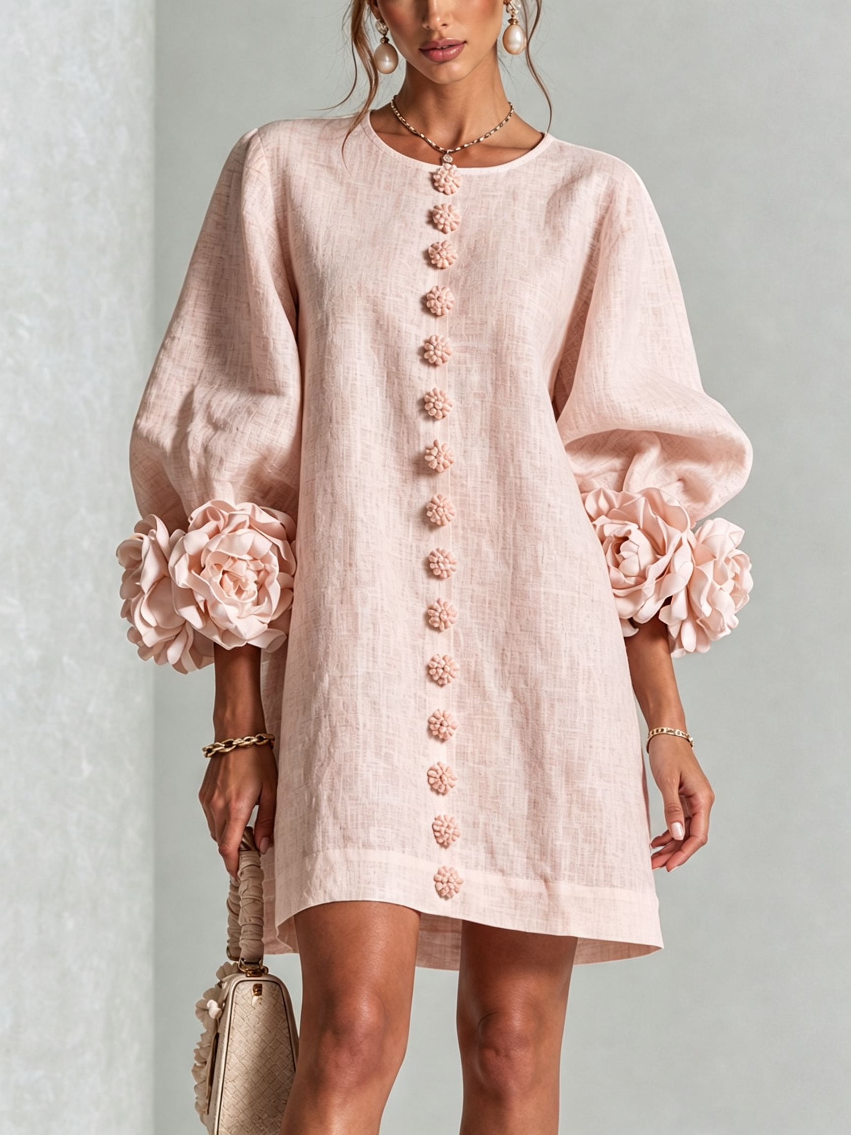 Flor | Minivestido con estampado floral y cierre de botones