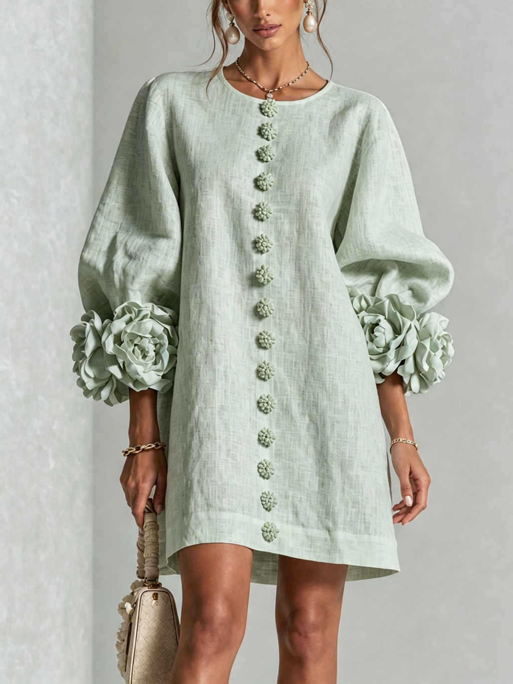 Flor | Minivestido con estampado floral y cierre de botones
