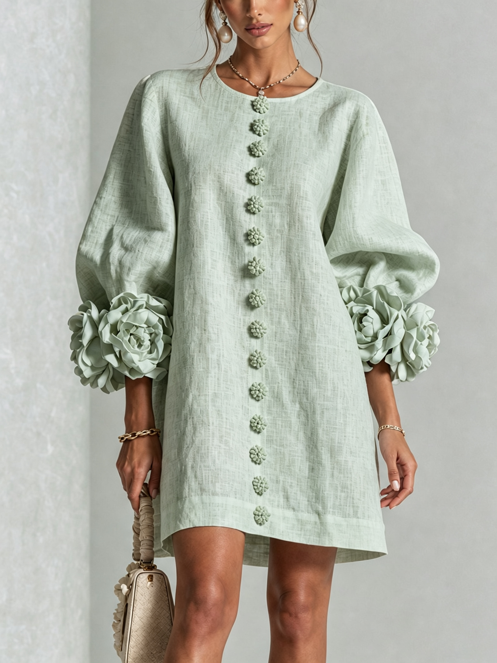 Flor | Minivestido con estampado floral y cierre de botones