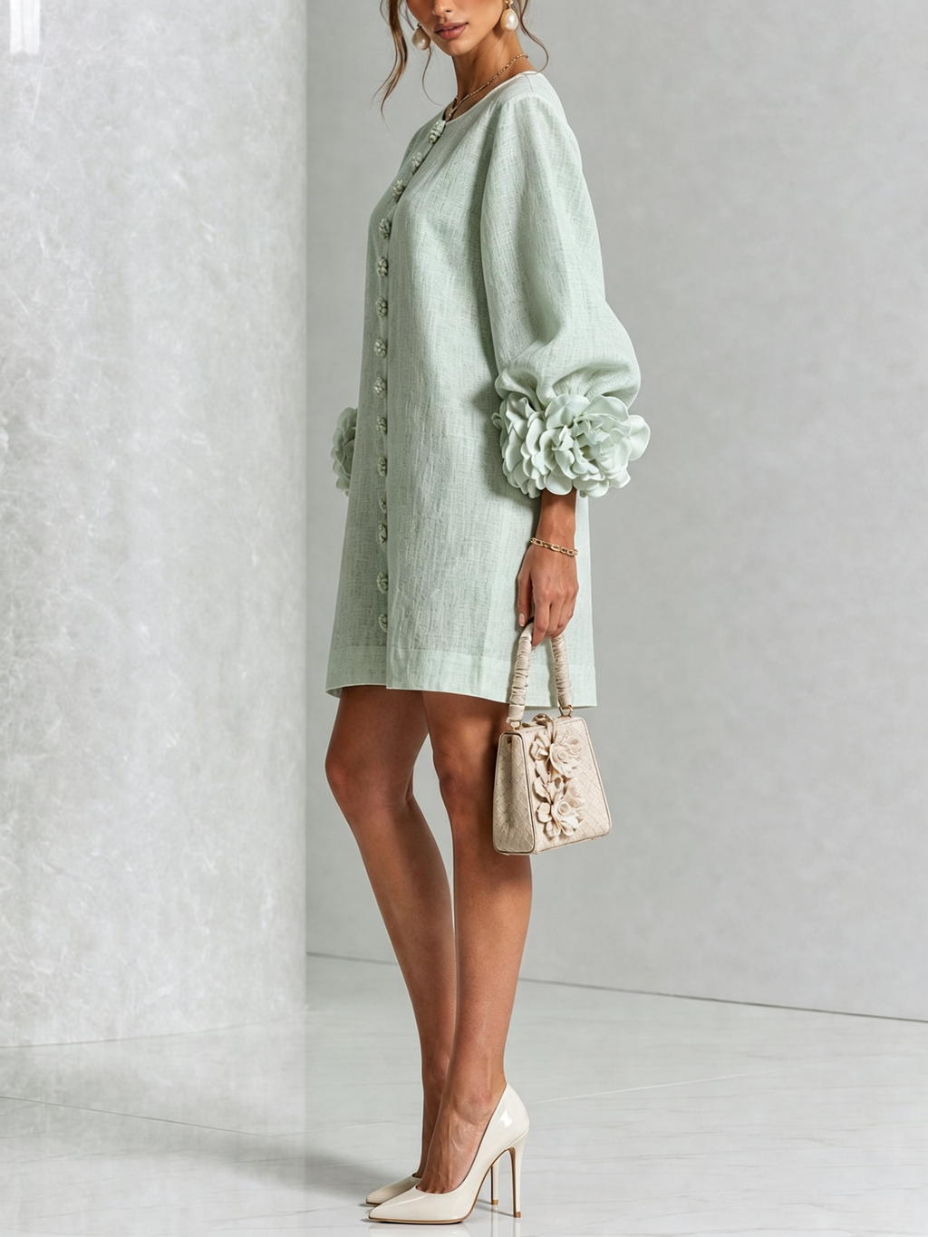 Flor | Minivestido con estampado floral y cierre de botones
