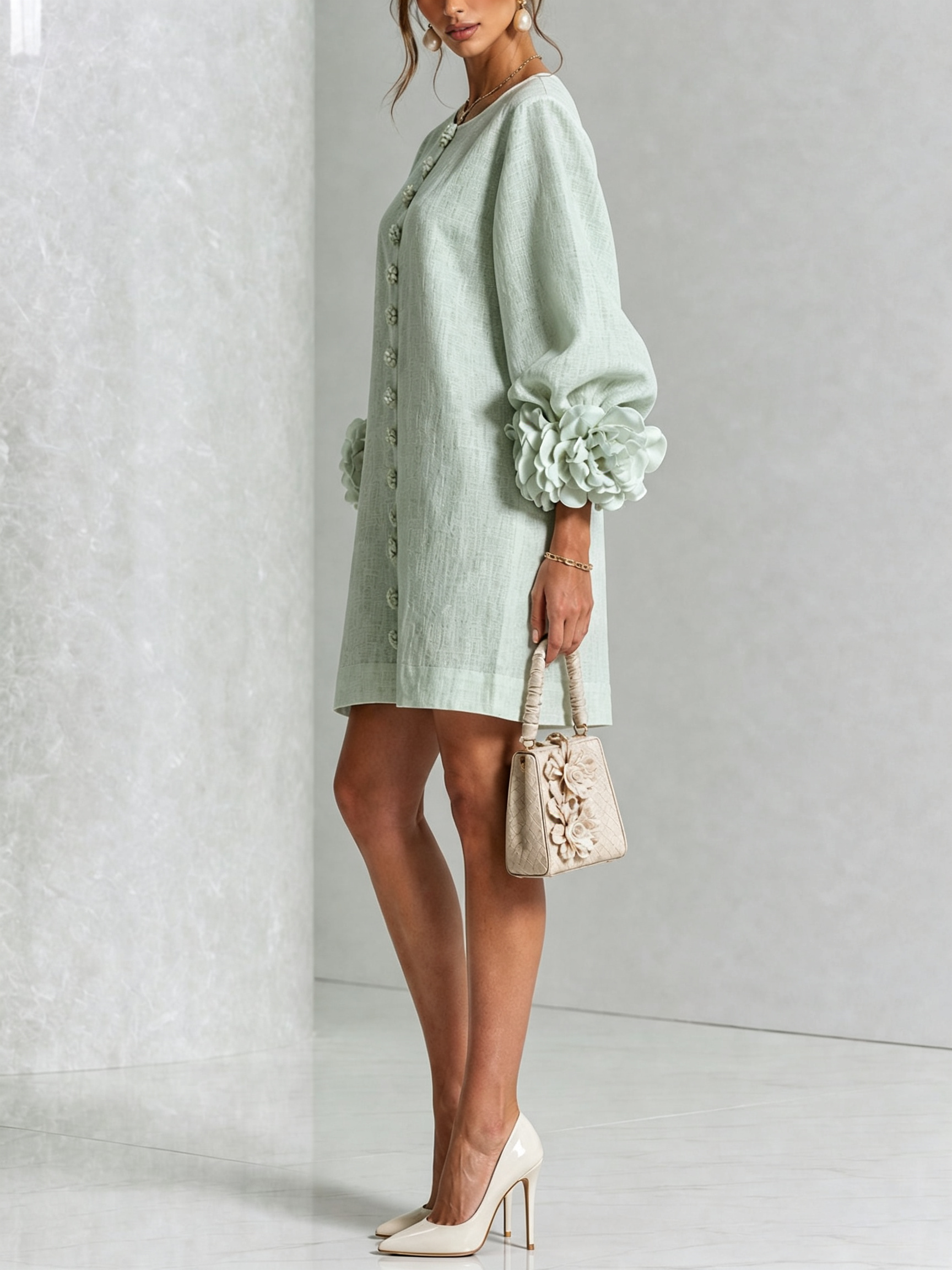 Flor | Minivestido con estampado floral y cierre de botones