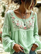 Tressalia - Blusa de lino bordada