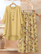 Rosette - Conjunto de túnica de capas ligera y pantalón de pernera ancha