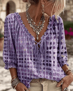 Bevelyn - Blusa de lunares con cordones y tacto suave