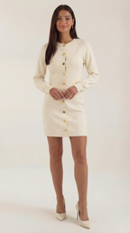 Conjunto de chaqueta de punto y falda con botones Carrie