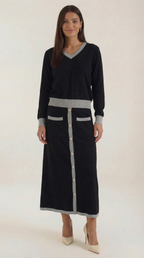 Conjunto de suéter V y falda midi 'Cheryl'