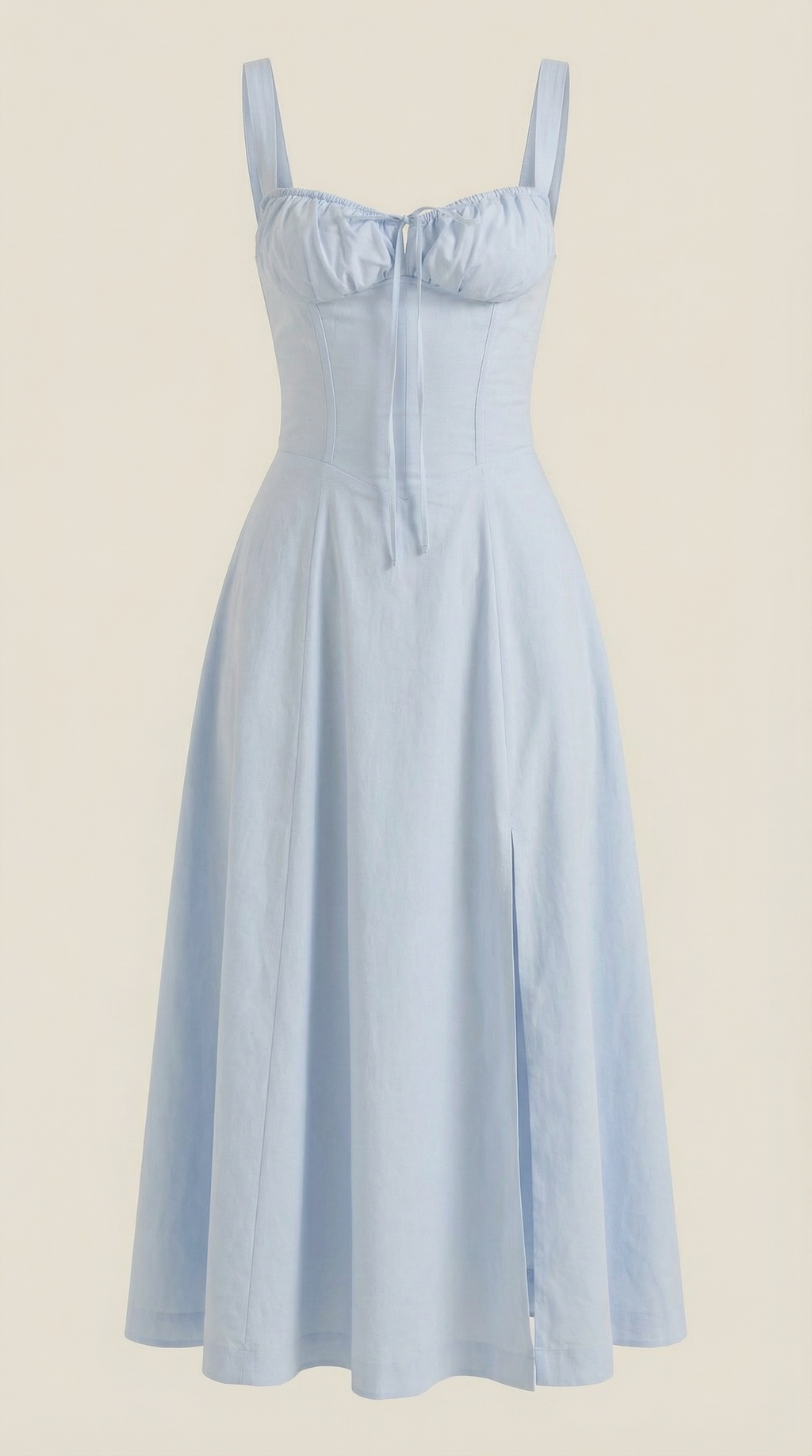 Vestido midi de color jade con cordones