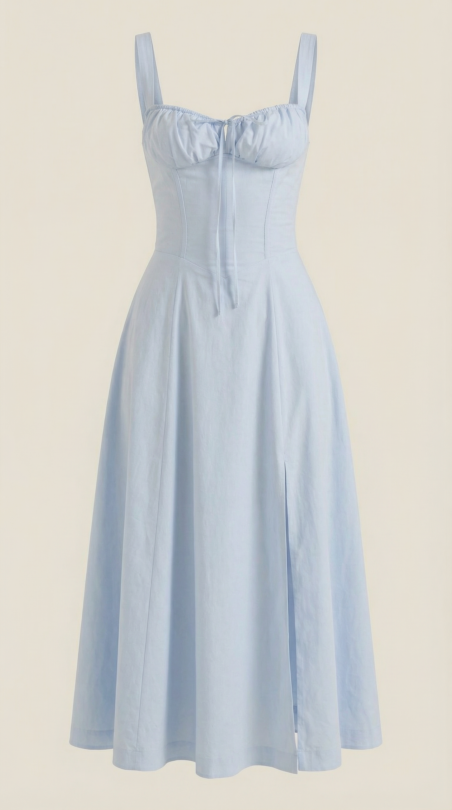 Vestido midi de color jade con cordones