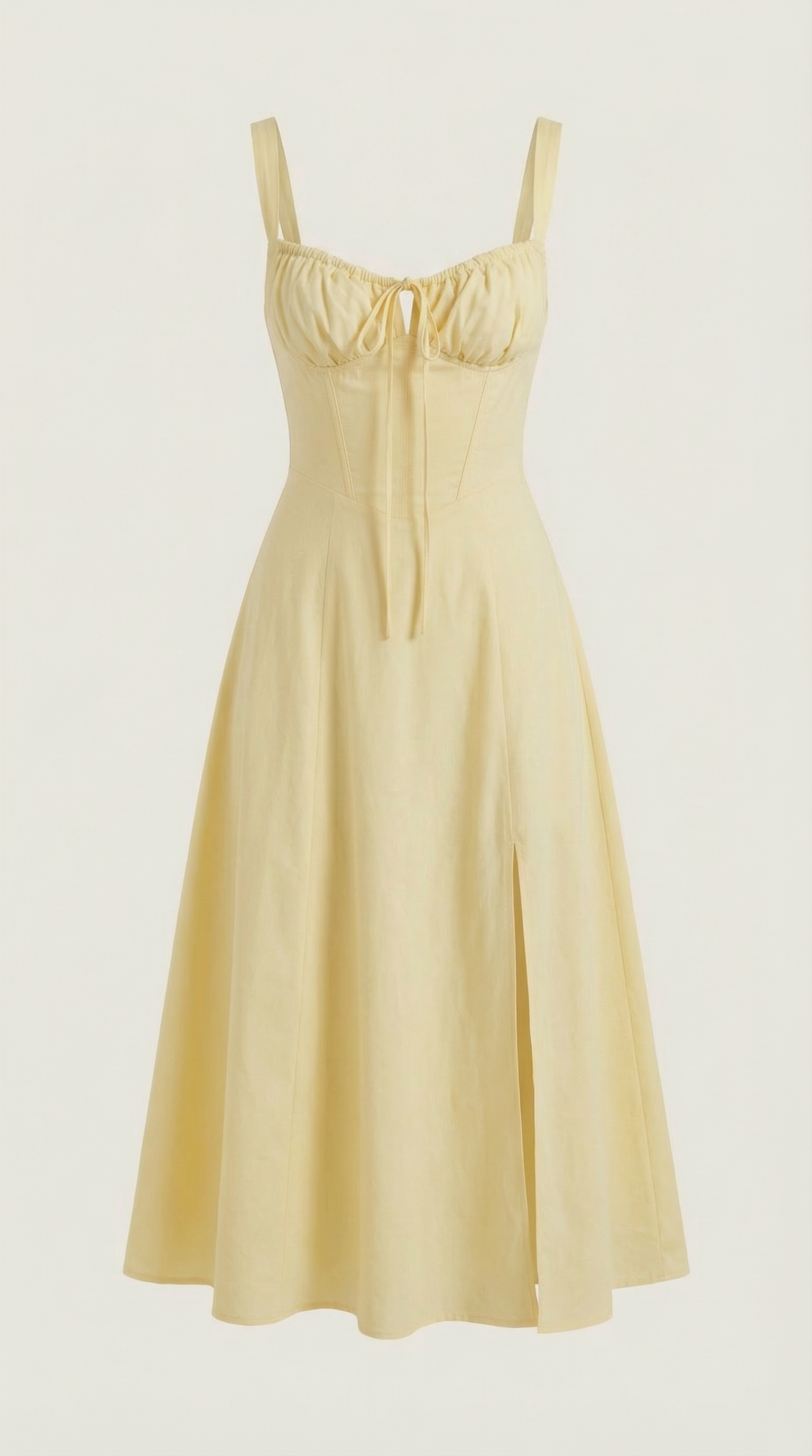 Vestido midi de color jade con cordones