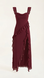 Vestido largo de Susan con volantes