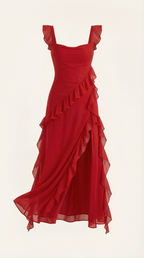 Vestido largo de Susan con volantes